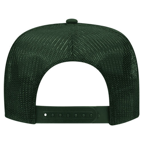 Otto Cap 5 Panel High Crown Mesh Back Trucker Hat - Dark Green