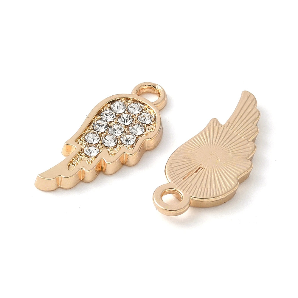 Alloy Rhinestone Wing Charm