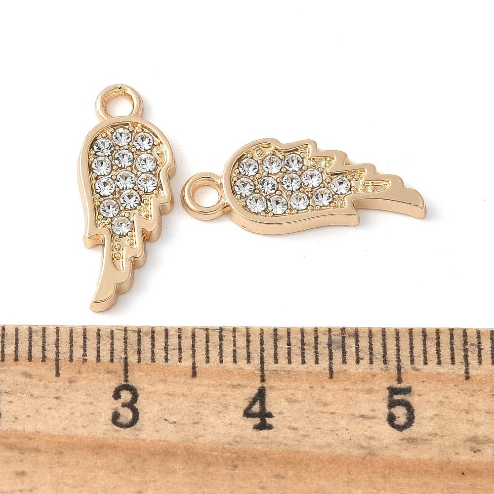 Alloy Rhinestone Wing Charm
