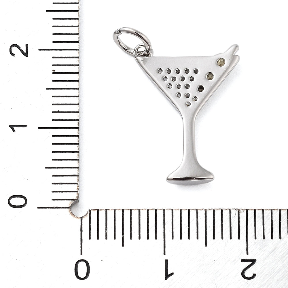 Brass Silver Martini Charm