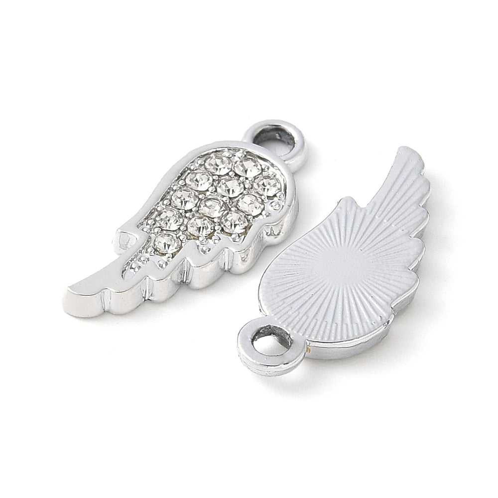 Alloy Rhinestone Wing Charm