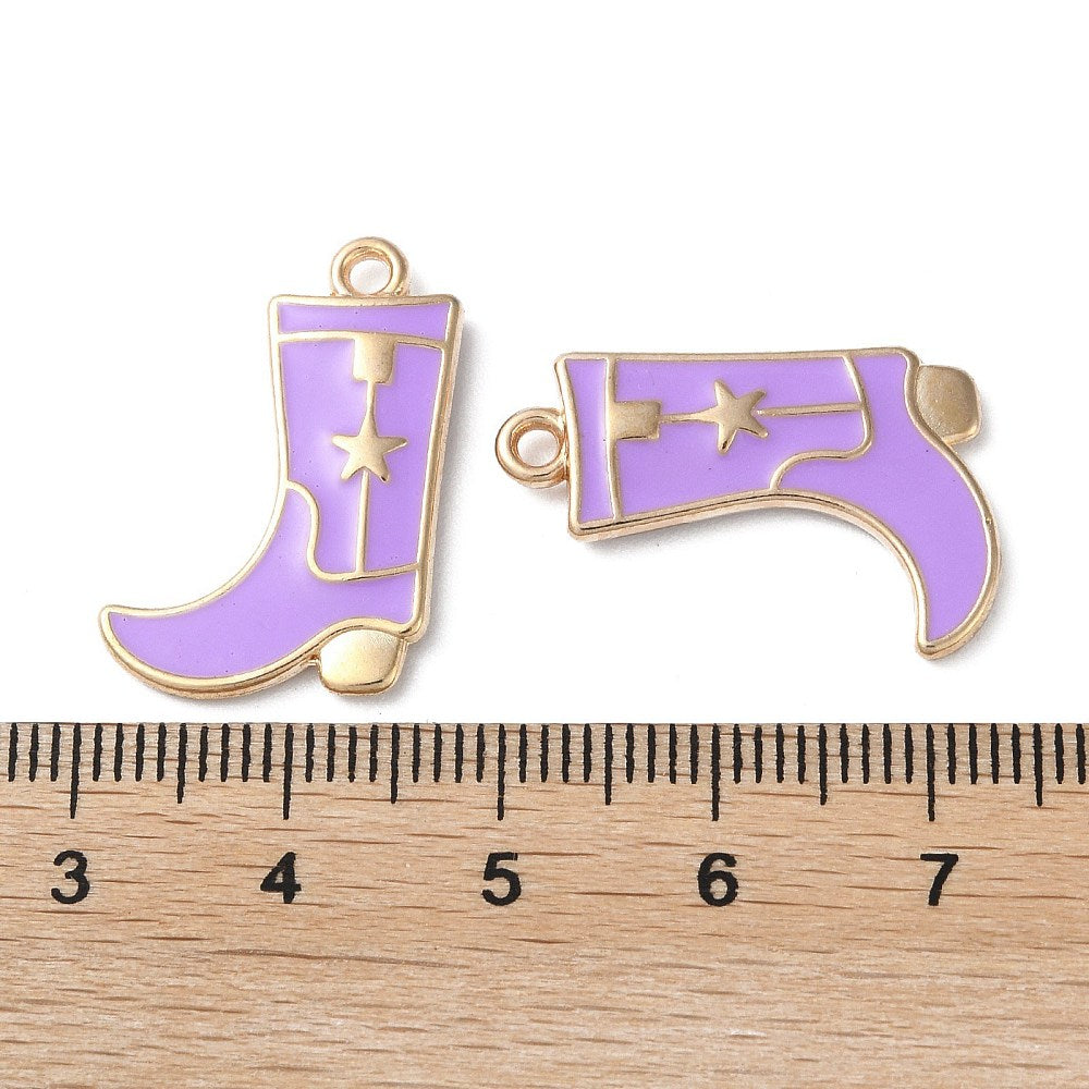 Gold Alloy Assorted Cowboy Boot Star Charm