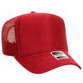 Otto Cap 5 Panel High Crown Mesh Back Trucker Hat - Red