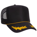 Otto Cap 5 Panel High Crown Mesh Back Trucker Hat - Black & Gold