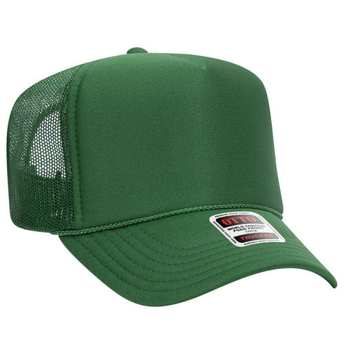 Otto Cap 5 Panel High Crown Mesh Back Trucker Hat - Kelly