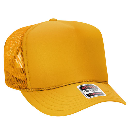 Otto Cap 5 Panel High Crown Mesh Back Trucker Hat - Gold