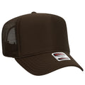 Otto Cap 5 Panel High Crown Mesh Back Trucker Hat - Brown