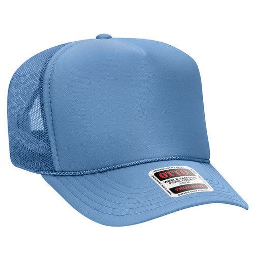Otto Cap 5 Panel High Crown Mesh Back Trucker Hat - Col. Blue