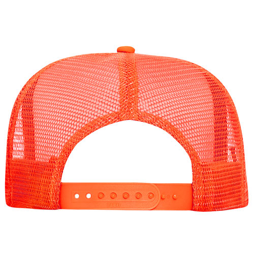 Otto Cap 5 Panel High Crown Mesh Back Trucker Hat - Neon Orange
