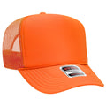 Otto Cap 5 Panel High Crown Mesh Back Trucker Hat - Neon Orange