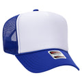 Otto Cap 5 Panel High Crown Mesh Back Trucker Hat - Royal & White