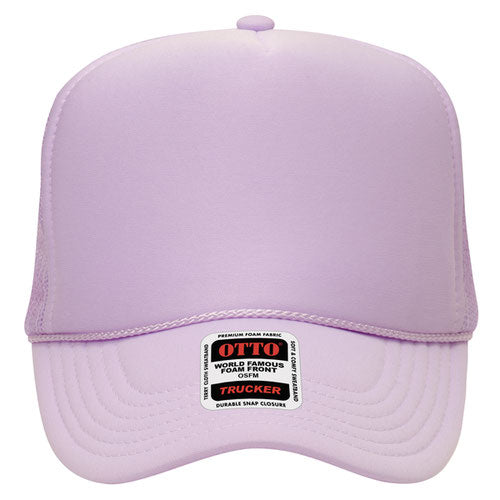 Otto Cap 5 Panel High Crown Mesh Back Trucker Hat - Lavender