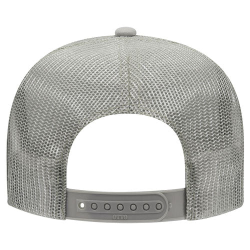 Otto Cap 5 Panel High Crown Mesh Back Trucker Hat - Gray