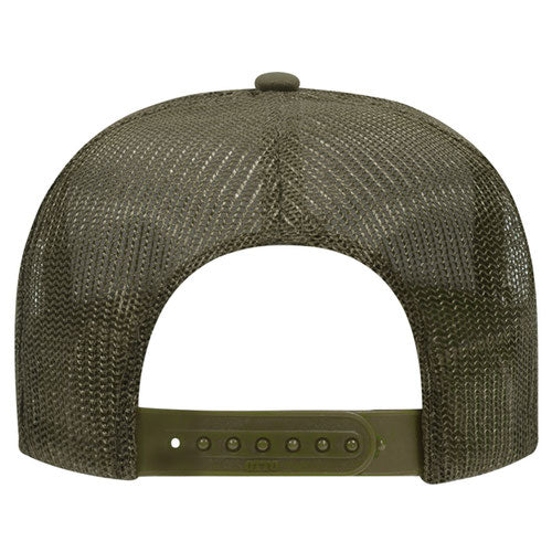Otto Cap 5 Panel High Crown Mesh Back Trucker Hat - Olive Green