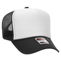 Otto Cap 5 Panel High Crown Mesh Back Trucker Hat - Black & White