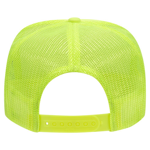 Otto Cap 5 Panel High Crown Mesh Back Trucker Hat - Neon Yellow
