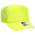 Otto Cap 5 Panel High Crown Mesh Back Trucker Hat - Neon Yellow