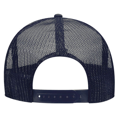 Otto Cap 5 Panel High Crown Mesh Back Trucker Hat - Navy & White