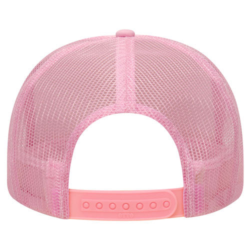 Otto Cap 5 Panel High Crown Mesh Back Trucker Hat - Pink