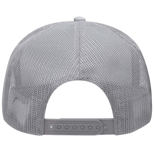 Otto Cap 5 Panel High Crown Mesh Back Trucker Hat - Silver Gray