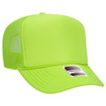 Otto Cap 5 Panel High Crown Mesh Back Trucker Hat - Neon Green
