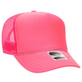 Otto Cap 5 Panel High Crown Mesh Back Trucker Hat - Neon Pink