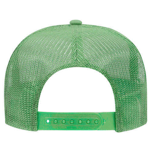 Otto Cap 5 Panel High Crown Mesh Back Trucker Hat - Cactus Green