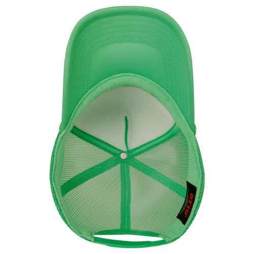 Otto Cap 5 Panel High Crown Mesh Back Trucker Hat - Cactus Green
