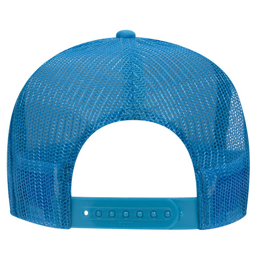 Otto Cap 5 Panel High Crown Mesh Back Trucker Hat - Neon Blue