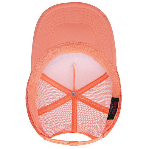 Otto Cap 5 Panel High Crown Mesh Back Trucker Hat - Coral