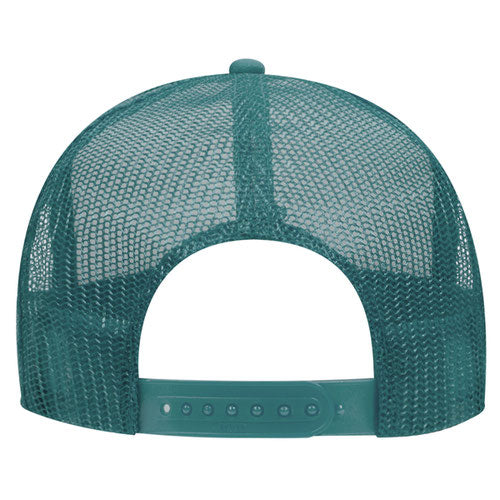 Otto Cap 5 Panel High Crown Mesh Back Trucker Hat - Jade & White
