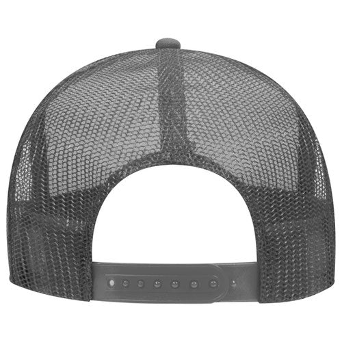 Otto Cap 5 Panel High Crown Mesh Back Trucker Hat - Charcoal Gray & White