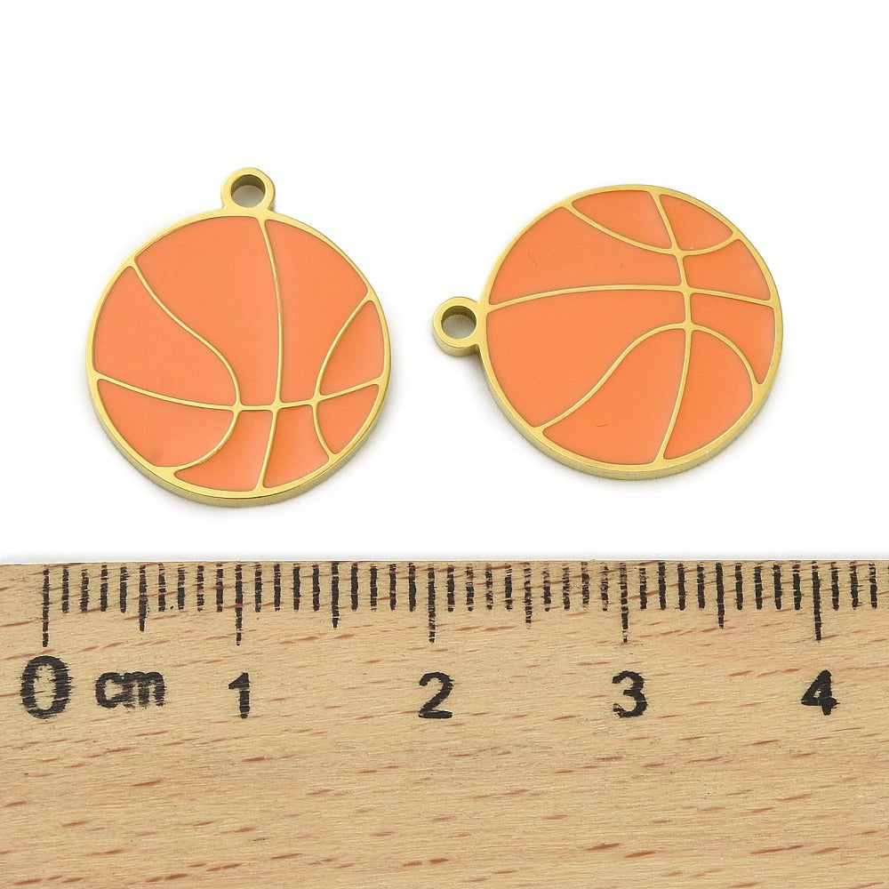 18k Gold Ion Plated Stainless Steel Basketball Charm