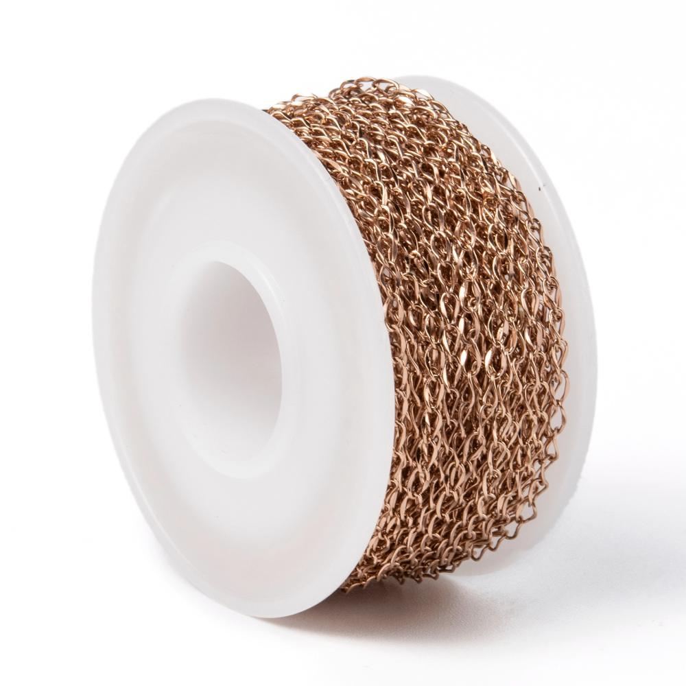 Rose Gold Twisted Curb Chain By the Foot - Ion Plated Stainless Steel
