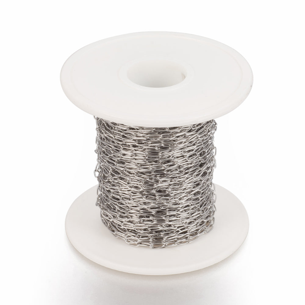Silver Paperclip Link Chain 4.8mm By the Foot - Stainless Steel
