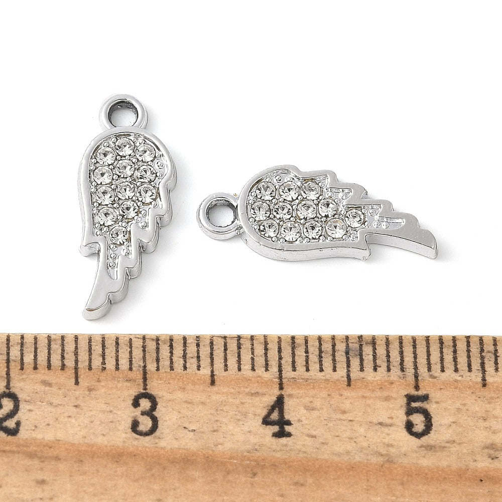 Alloy Rhinestone Wing Charm