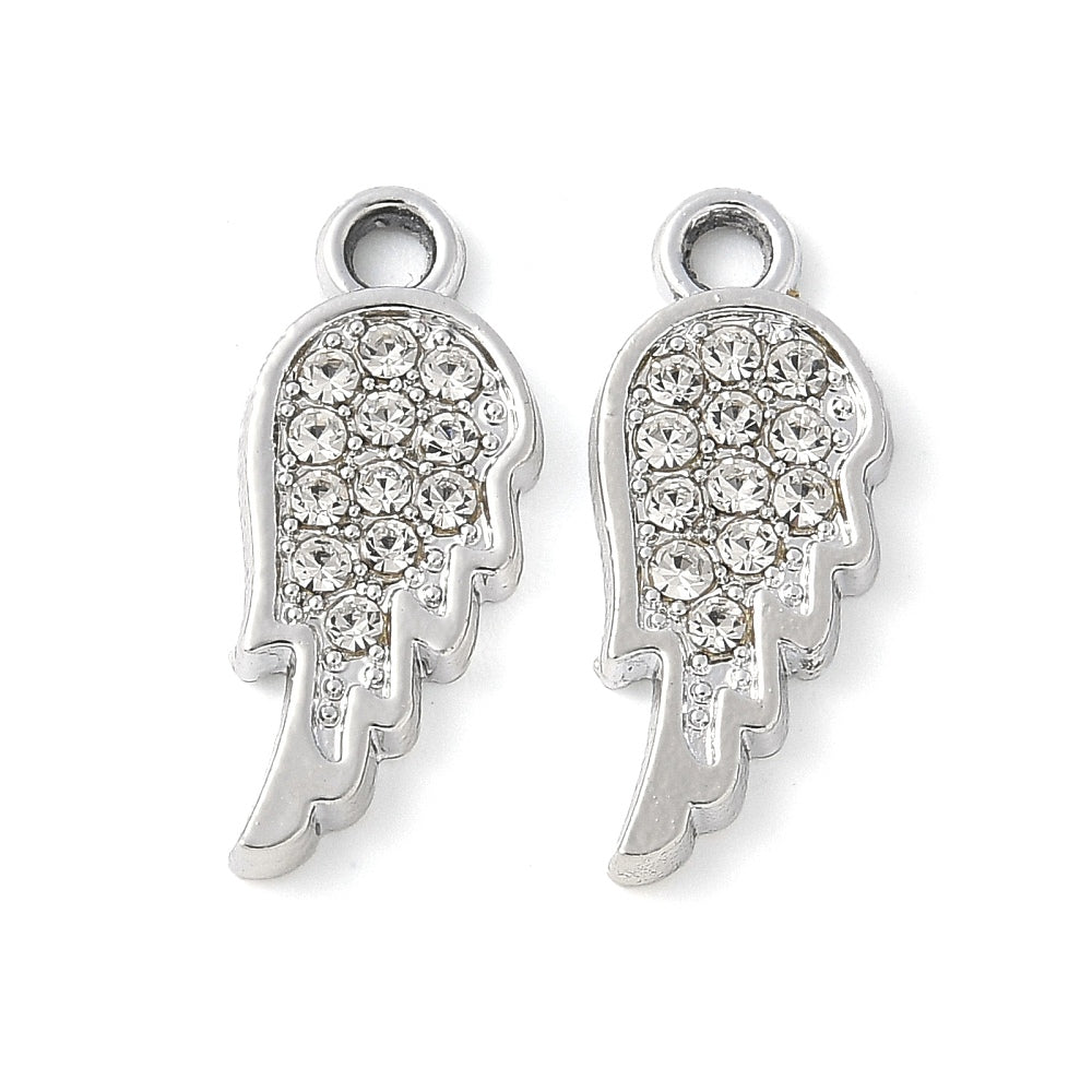 Alloy Rhinestone Wing Charm