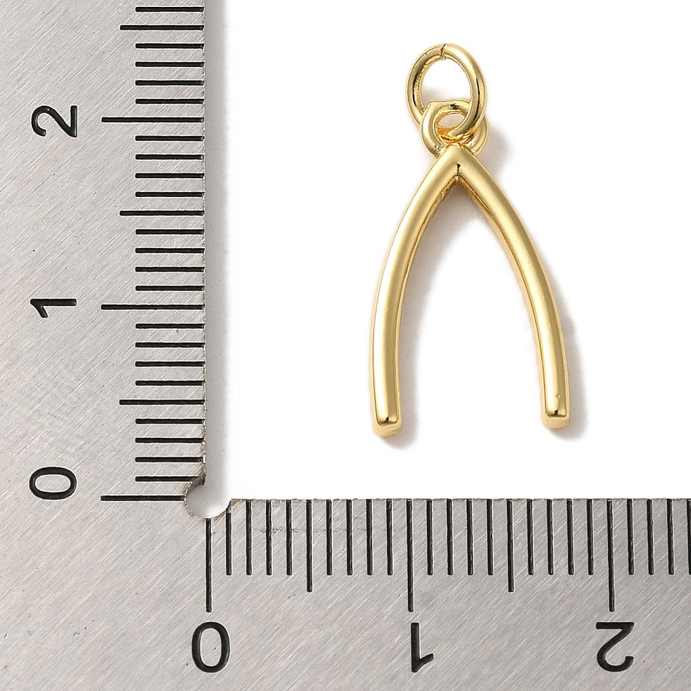 18k Gold Plated Brass Wishbone Charm