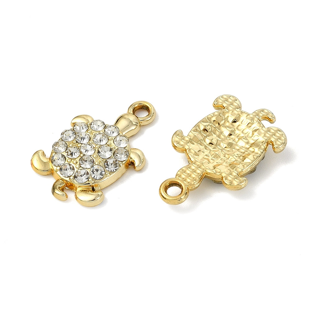 Gold Alloy Rhinestone Turtle Charm