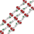 Cherry Baby Enamel Silver Link Chain By the Foot - Stainless Steel