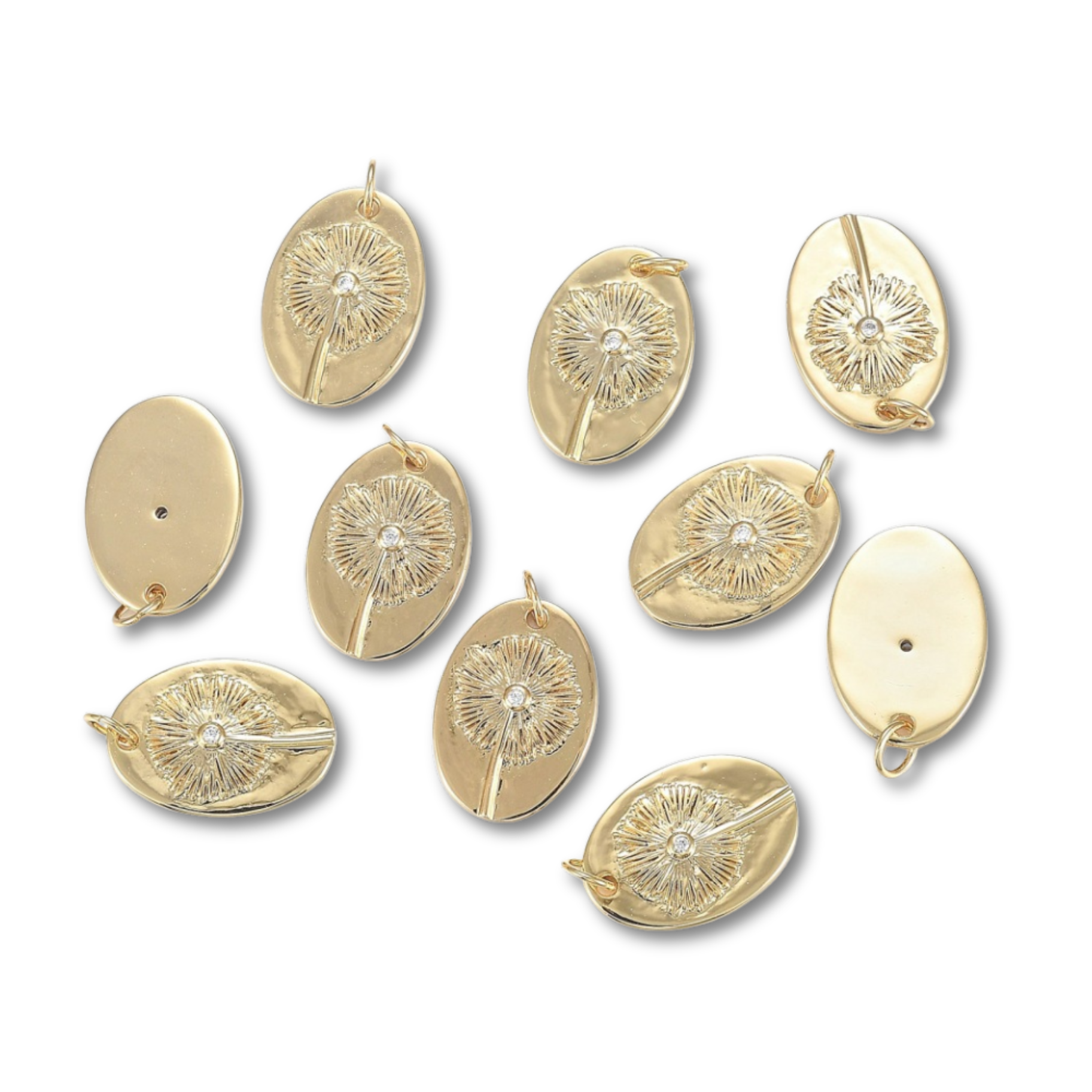18k Gold Plated Brass Dandelion Charm
