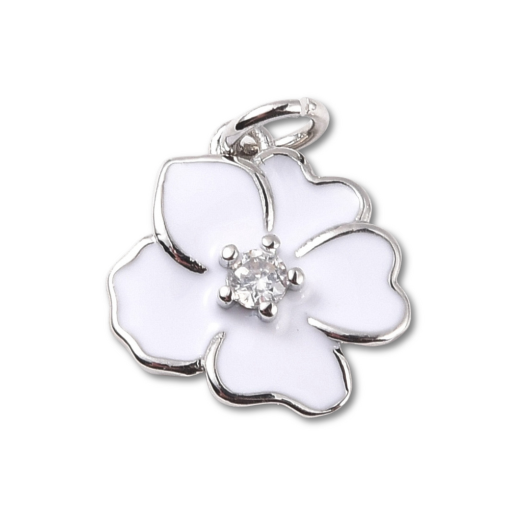 Flower Colored Silver Charm - Assorted
