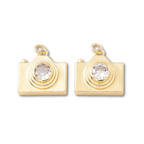 18k Gold Plated Brass Camera Charm