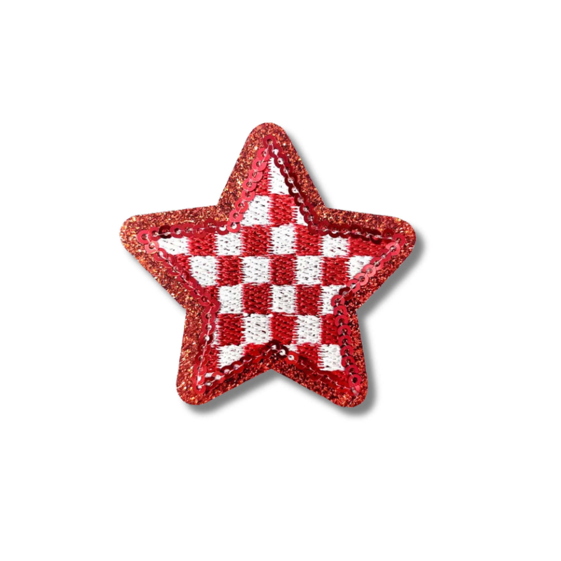 Checkered Star Embroidered Iron On Patch