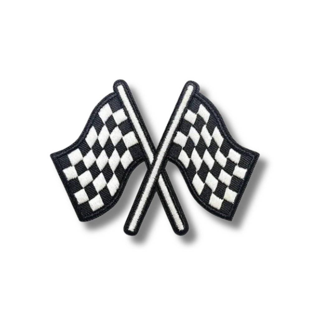 Checkered Flag Embroidered Iron On Patch