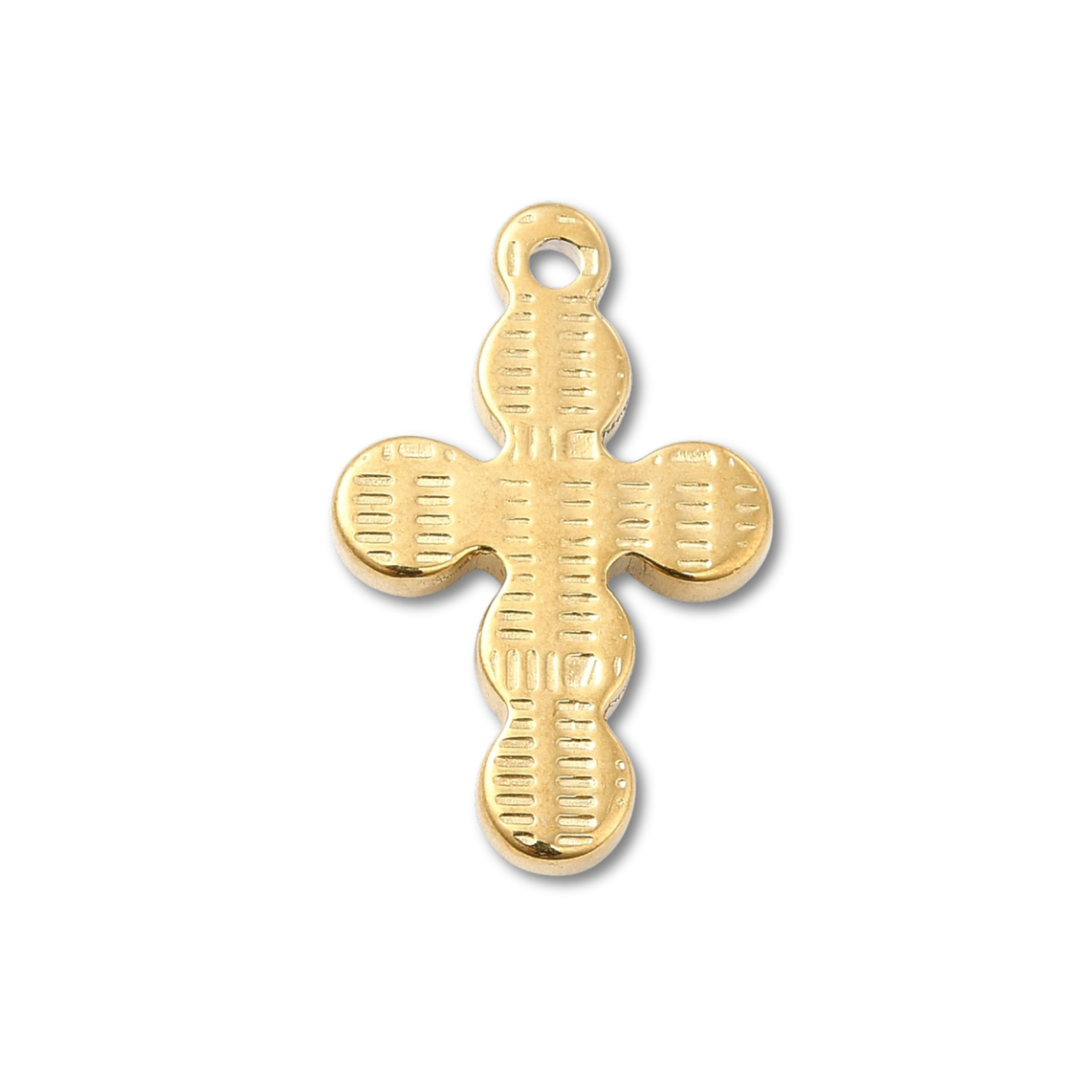 18k Gold PVD Stainless Steel Pearl Cross Charm