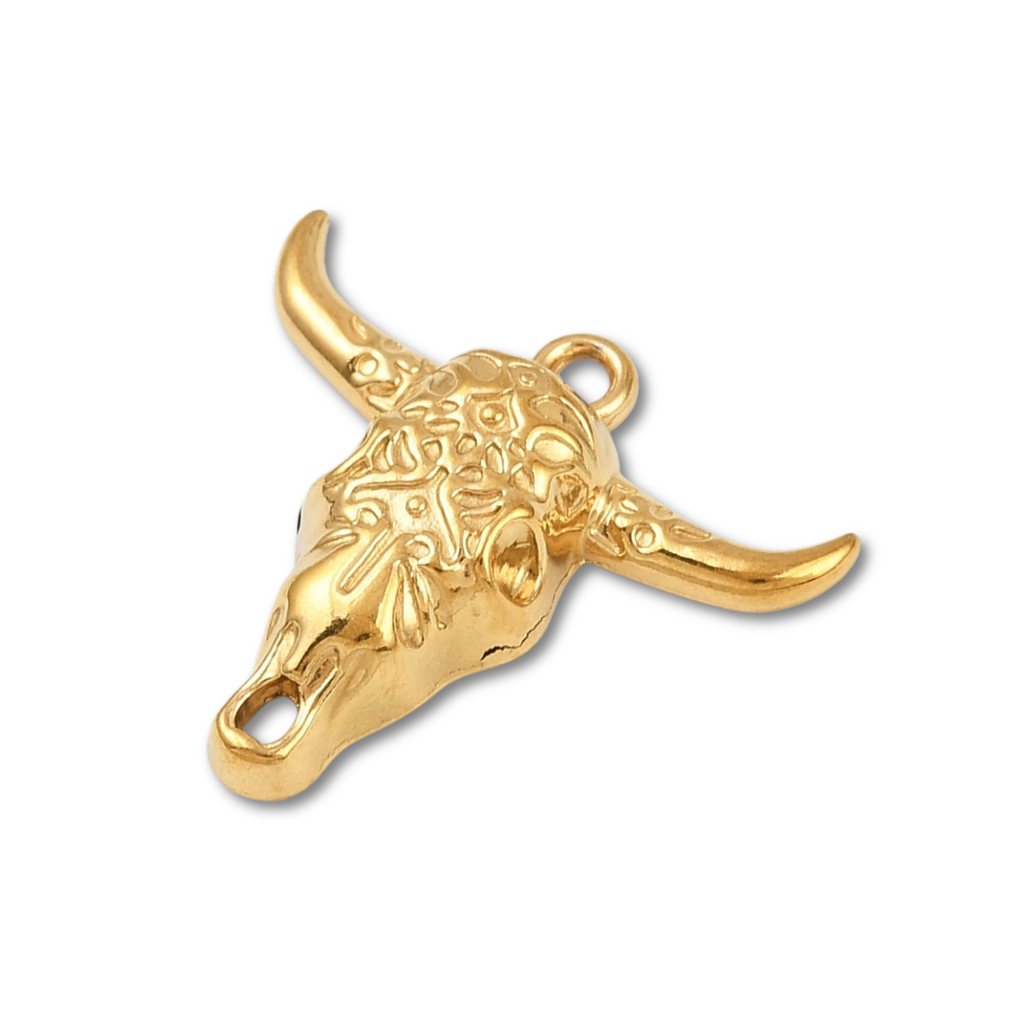 18k Gold PVD Stainless Steel Bullhead Charm