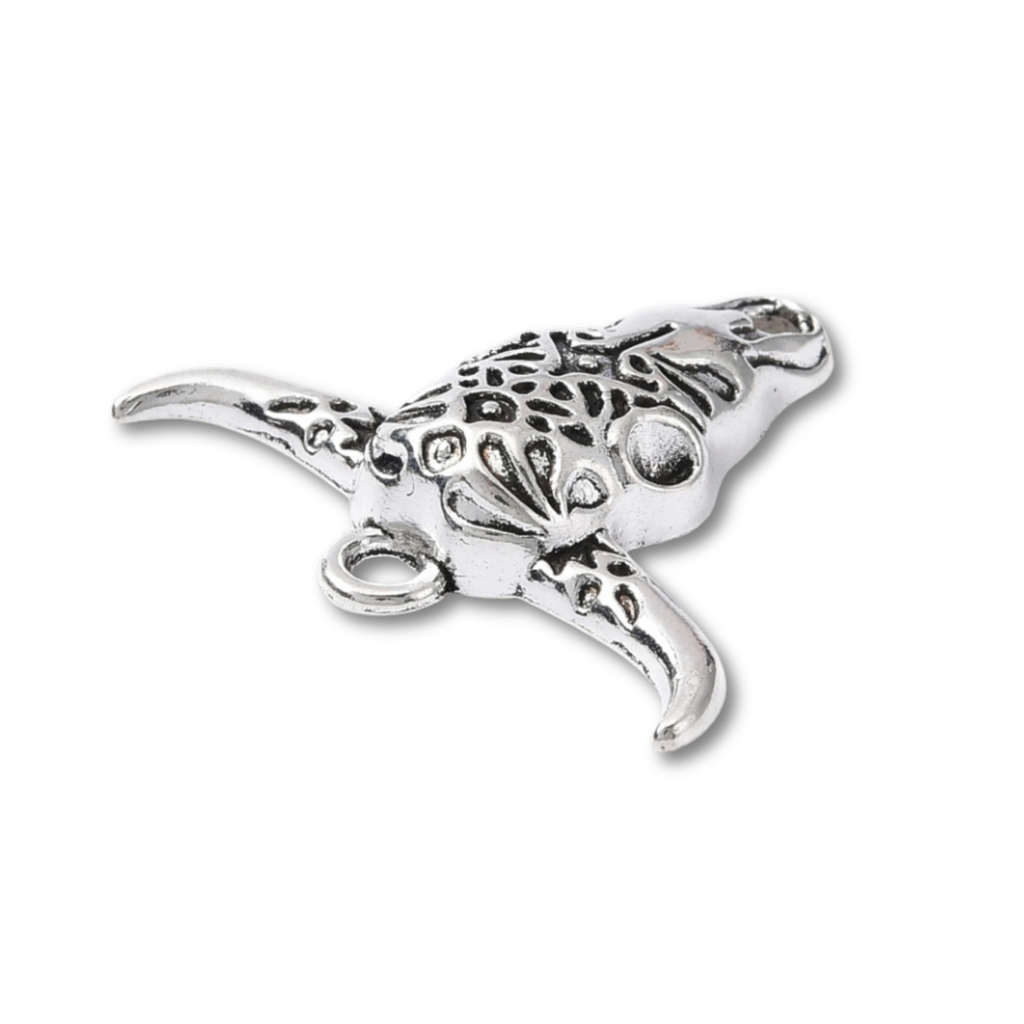Silver Alloy Bullhead Charm