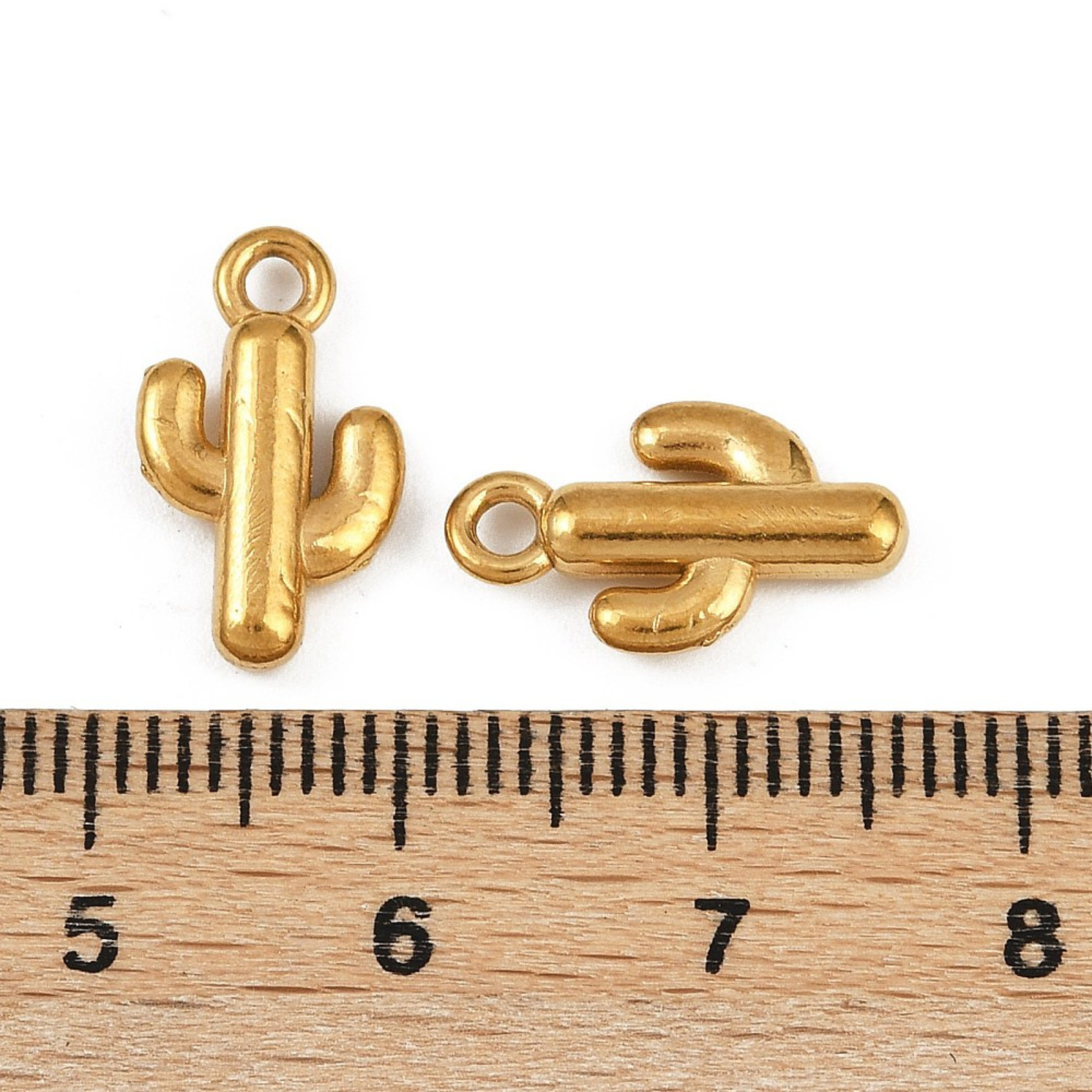 18k Gold Plated Stainless Steel Cactus Charm