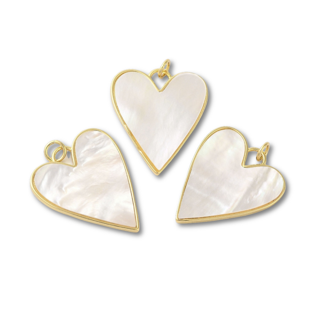 18k Gold Plated Brass Mother of Pearl Heart Charm